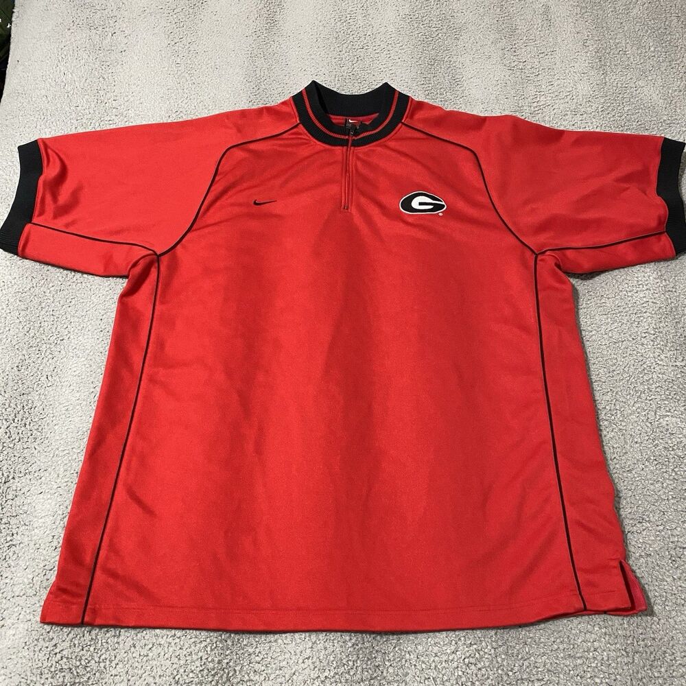 University of Georgia UGA Bulldogs Nike Shirt Mens 2XL XXL Red Black Team Zip